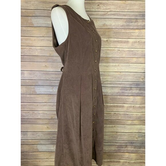 Orvis Womens Petite 12 Faux Suede Dress Brown - Picture 8 of 10